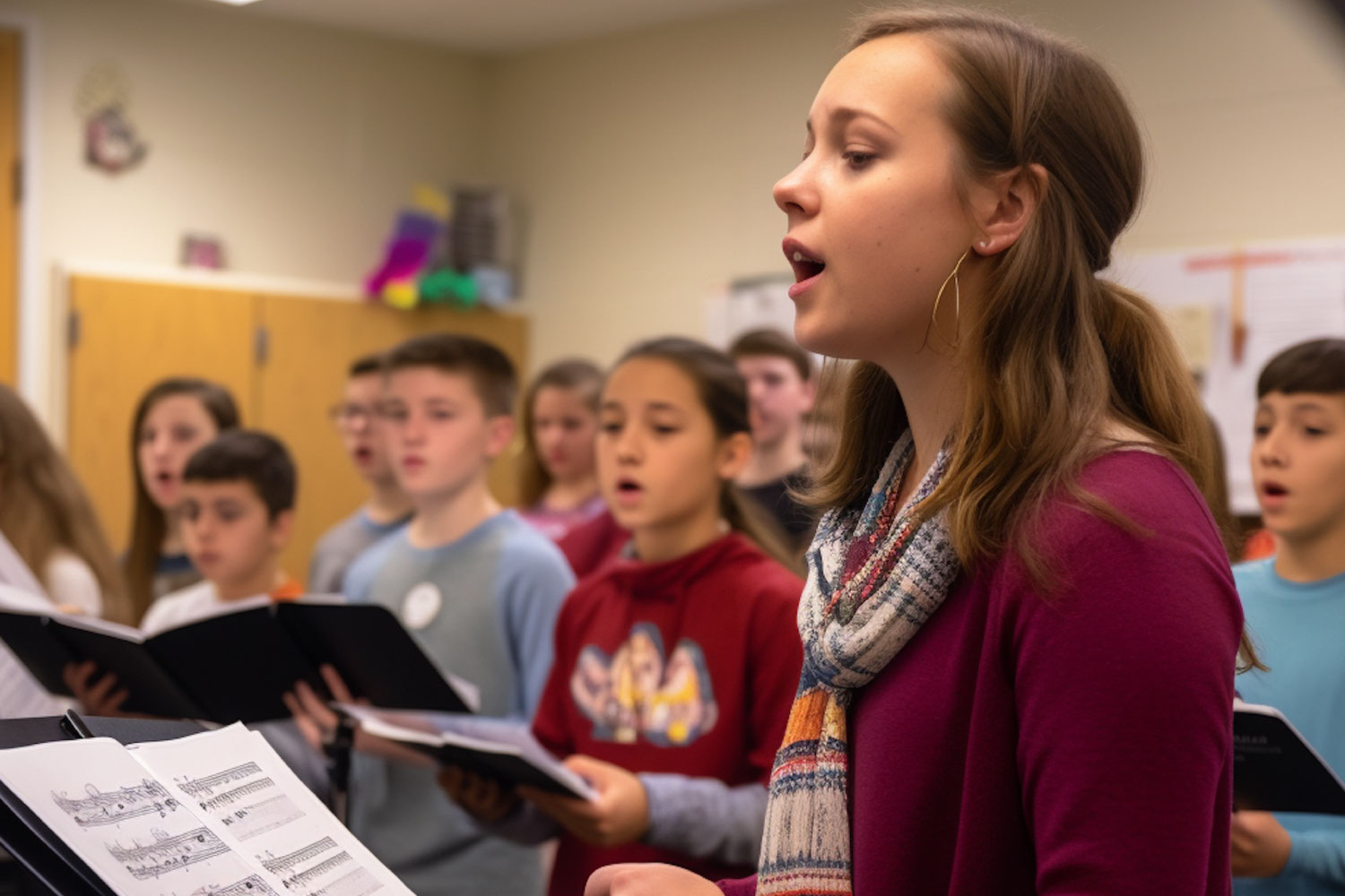 Groupe d'enfants chantant ensemble chorale enfant conservatoire oriental mélodivers.